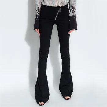 Женские брюки 2024 Spring New Elastic Slim Fit Расклешенные брюки Асимметричные брюки-карандаш с заниженной талией Брюки y2k Брюки для мытья полов